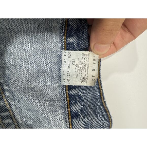 Vintage Levi's Jean Shorts Mens 36 Blue Denim 505 Orange Tab 90s Grunge Distress - Picture 7 of 13